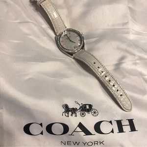 White Leather Strap COACH Boyfriend Watch
